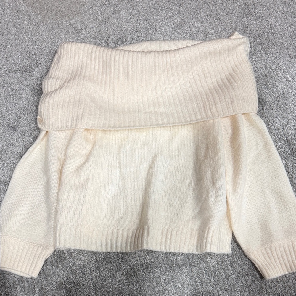 Abercrombie & Fitch Off-Shoulder Cream Sweater